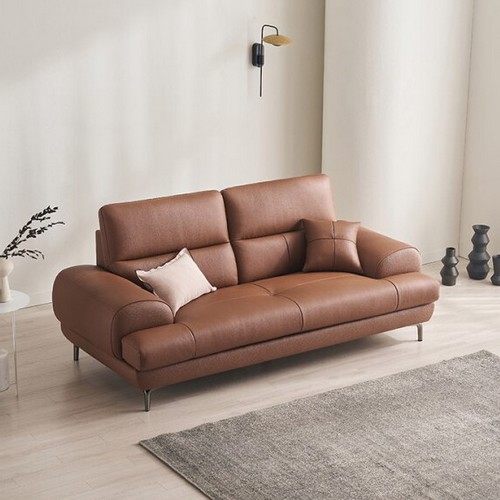 삼익가구 엘리든 천연통가죽 소파 3인용 (스툴별도)_이미지