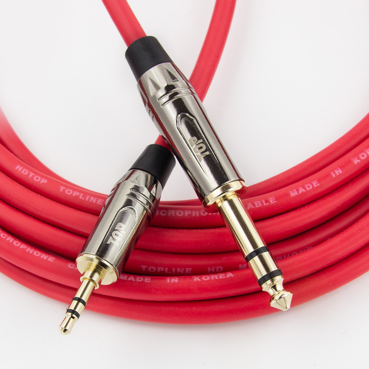 탑라인에이치디 HDTOP 메탈 3.5 to 5.5 스테레오 케이블 레드 (2m, HT-TP4218)_이미지