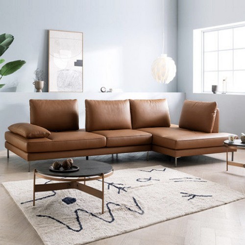 자코모 셀리나 카우치형 기능성 슈렁큰 천연가죽 소파 4인용