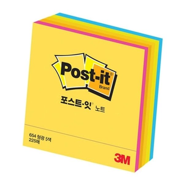 3M 기타 포스트 잇 노트 형광 76x76 1p 접착식 메모장 KYR-WC24171