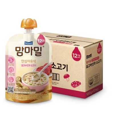 매일유업 맘마밀 안심이유식 표고버섯과 소고기 100g (13개)_이미지