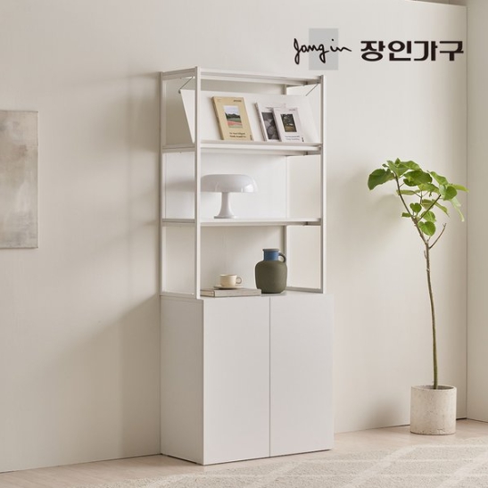 장인가구 마운트 매거진랙 3단 선반 도어장 세트 600_이미지