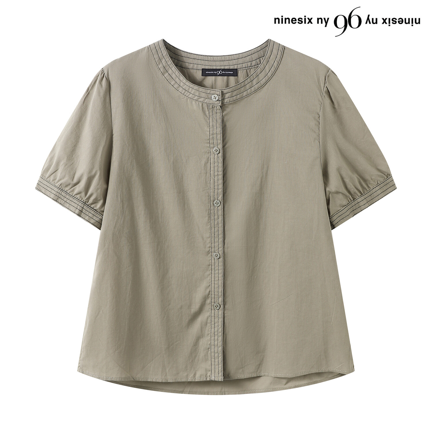 96NY 데일리 무지 라운드넥 반팔 블라우스 NQ2BA042L0