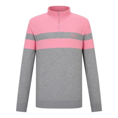 Superior 남성 하프넥집업 칼라블럭 스웨터 핑크 IM0FTSR10273_이미지
