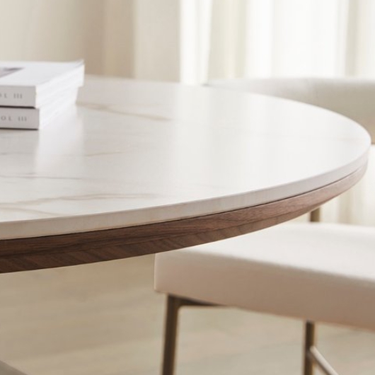 까사미아 보테 브라운 세라믹 원형 식탁 1100 (의자별도)_이미지