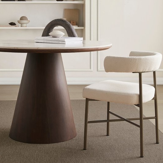 까사미아 보테 브라운 세라믹 원형 식탁 1100 (의자별도)_이미지