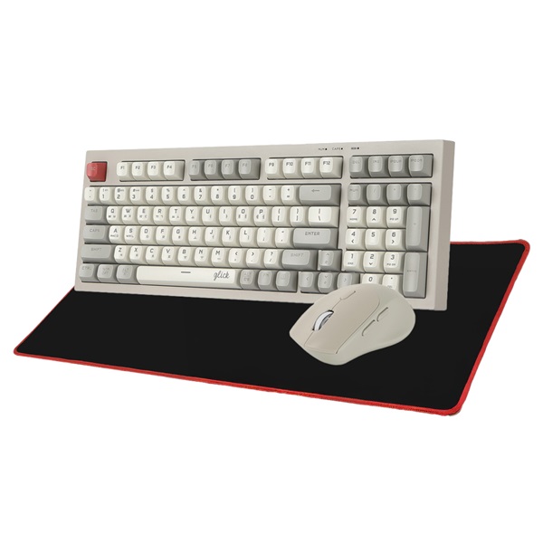 지클릭커 OFFICEPRO WMK50 사일런스 M RGB 무소음 방수 무선 블루투스 98 키보드 마우스 세트 WITH PAD Retro Cappuccino_이미지