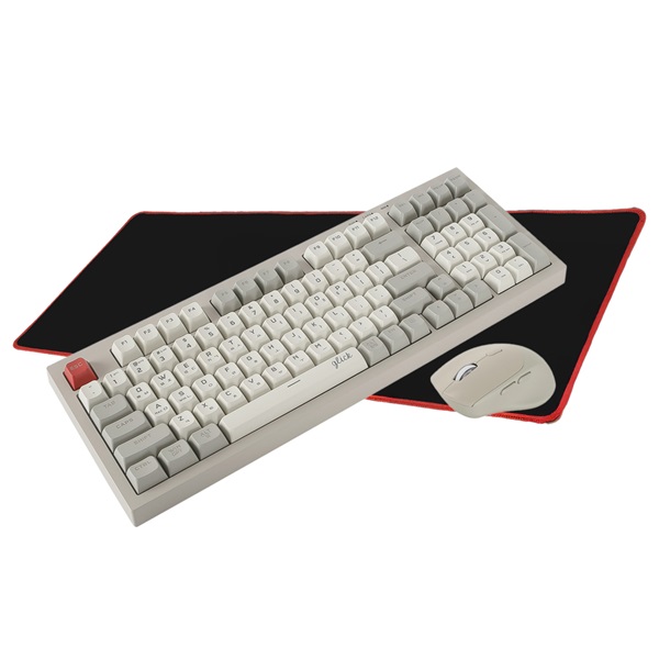 지클릭커 OFFICEPRO WMK50 사일런스 M RGB 무소음 방수 무선 블루투스 98 키보드 마우스 세트 WITH PAD Retro Cappuccino_이미지