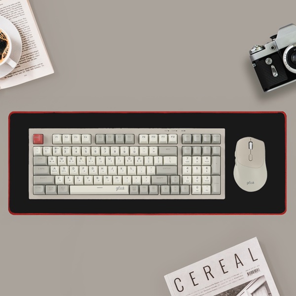 지클릭커 OFFICEPRO WMK50 사일런스 M RGB 무소음 방수 무선 블루투스 98 키보드 마우스 세트 WITH PAD Retro Cappuccino_이미지