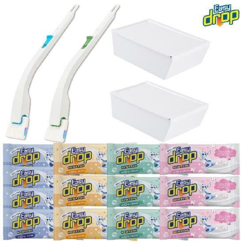 <b>이지</b><b>드롭</b> 변기크리너 핸들 2개 + 리필 12개입 13개 + 보관케이스 2개 + 체험분 12개입