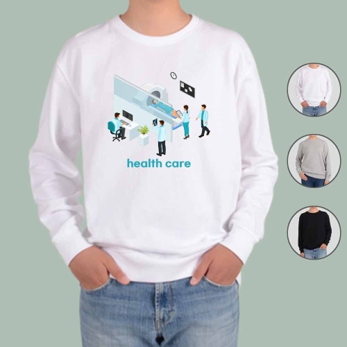 맨투맨 원격진료 헬스케어 건강 그림 HEALTH CARE25 디자인 동호회 단체 티셔츠