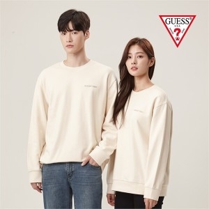 게스 유니 앞뒤 자수 로고 3단쭈리 맨투맨 NK3K0143