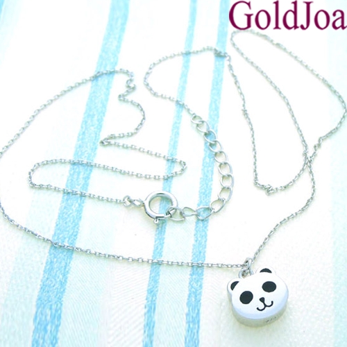 세련된 곰돌이 일체형 실버목걸이 41693c