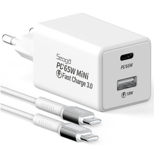 서가 미니멈 PD PPS 65W 2포트 GaN 충전기 SG-PDC6500A (케이블포함)_이미지