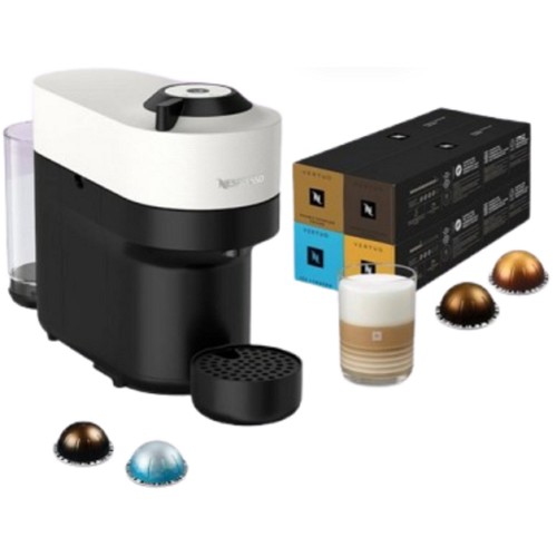 네스프레소 버츄오 팝 + 버츄오 커피 4 슬리브 + 바리스타 레시피 글라스 스몰 (화이트)