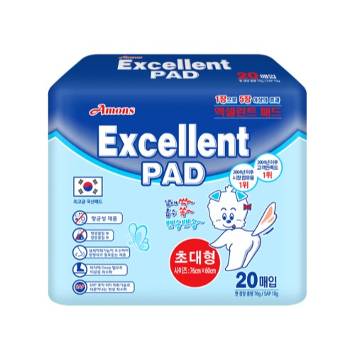 애견산업 아몬스 엑셀런트 패드 초대형 20매 (4개)