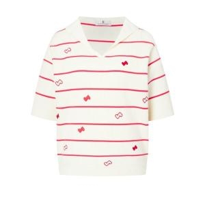 LF 헤지스레이디스 골프 여성 ONLINE 화이트 하트 패턴 반팔 스웨터 HWSW3B371OW 529896