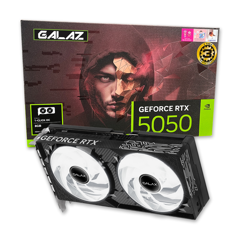 갤럭시 GALAZ 지포스 RTX 5050 BLACK OC D6 8GB DUAL HDMI이미지입니다. 누르면 해당 게시물로 새창이동합니다.