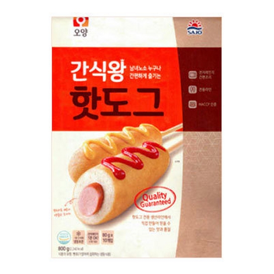 사조대림 오양 간식왕 핫도그 10개입 800g이미지입니다. 누르면 해당 게시물로 새창이동합니다.
