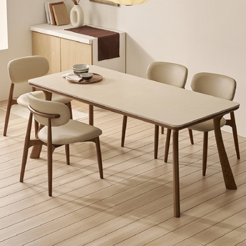 보니애가구 한샘몰 노르딕 원목 양면 포세린 세라믹 식탁 1800 (의자4개)_이미지