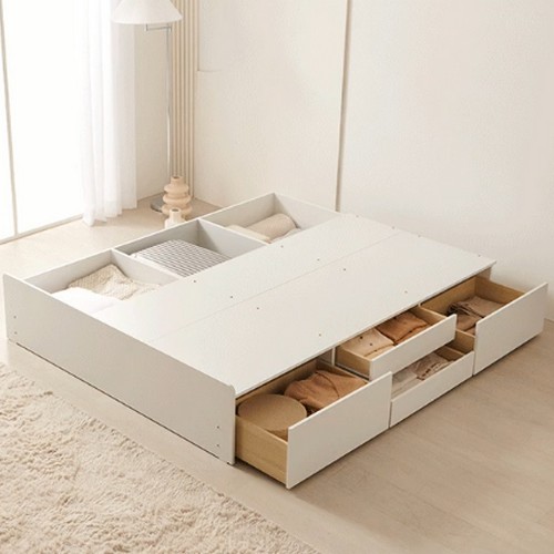 웨스트프롬 라벤더 북선반 수납 4서랍 LED침대 Q (텐더바다독립)_이미지