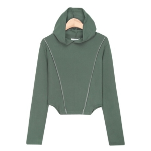  스콰즈 긴팔티 SDE076 4COLOR 여자 레이온 차르르 긴팔 후드 크롭티
