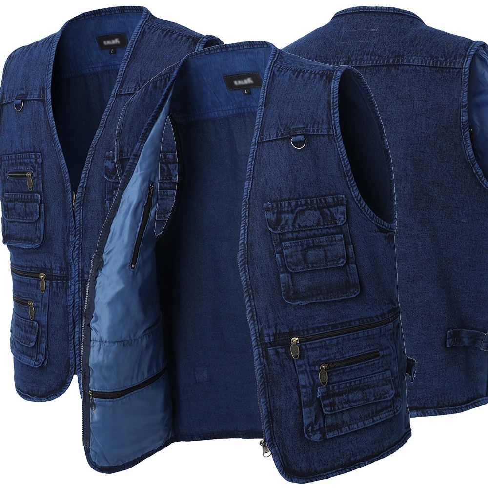 샤인힐즈 봄가을 KB 멀티포켓 청 카고 작업조끼 KAV3000 데님블루 105_이미지