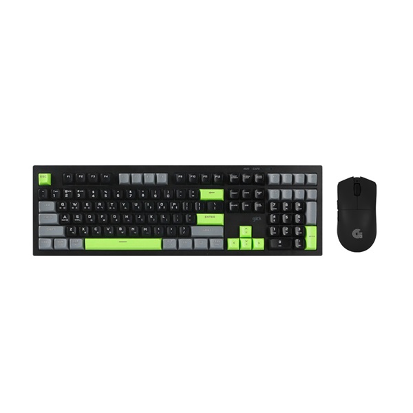 지클릭커 OFFICEPRO WMK990 사일런스 M 108 무선 키보드 마우스 세트 (Poker Green)_이미지