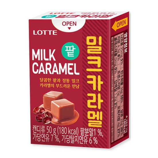 롯데웰푸드 팥 밀크카라멜 50g (72개)