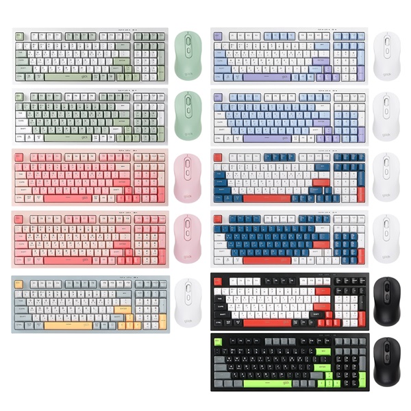 지클릭커 OFFICEPRO WMK90 사일런스 M 98 무선 키보드 마우스 세트 (NavyBlue)_이미지