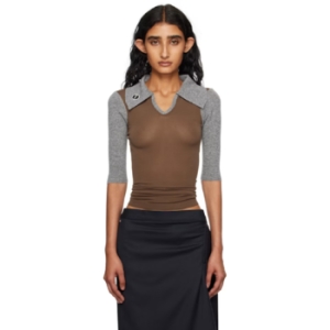 코스타디노브 레드 그레이 라리사 니트 폴로 셔츠 252985F1