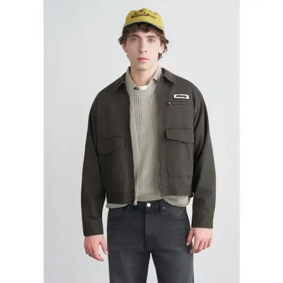 오베이 Obey Clothing 의류 월터 워크 재킷 데님 검은색 페이드 워시 7602192_이미지