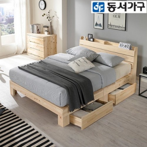 동서가구 숲 히노끼 편백나무 수납헤드 평상형 서랍 침대 SS