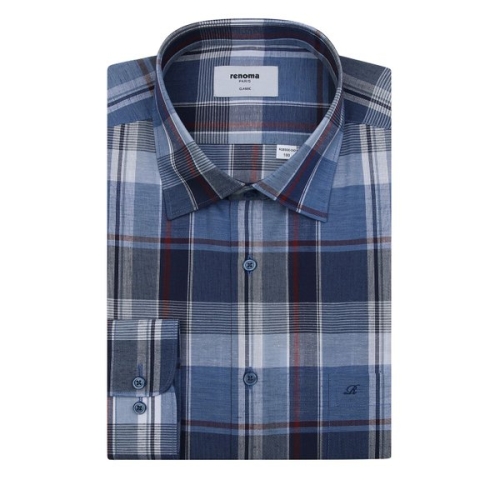 레노마 셔츠 린넨혼방 멀티 빅체크 일반핏 긴팔셔츠RQSSG0043NY_이미지