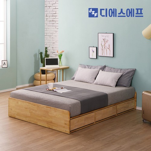 동서가구 메라 무헤드 원목 수납 침대 Q (독립스프링)_이미지