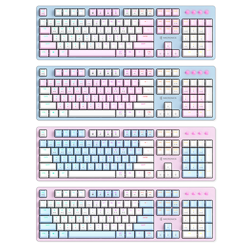 마이크로닉스 MANIC EX580 광축 크리스탈 게이밍 키보드 (파스텔핑크, 블루)