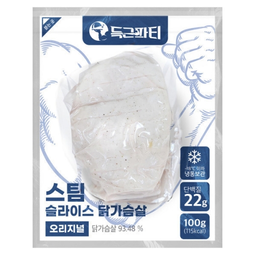 득근파티 스팀 슬라이스 닭가슴살 오리지널 100g
