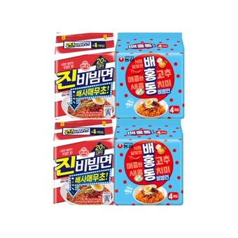 오뚜기 진비빔면 156g x 8개 + <b>배홍동</b> 비빔면 137g x 8개