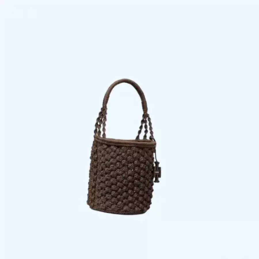 Ella Hand Crocheted Popcorn 스티치 Bucket 백 가방 다크 Cocoa 5079137