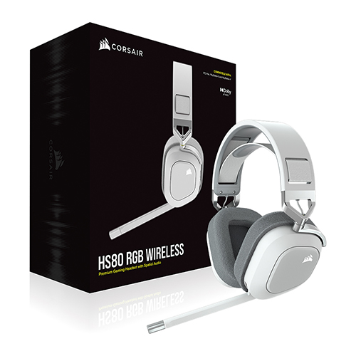 CORSAIR HS80 RGB 무선 게이밍 헤드셋 (화이트, 정품)_이미지
