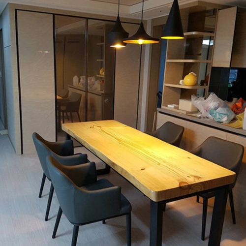 옐로우라이트 우드슬랩 통원목 다이닝 식탁 2000 (의자별도)_이미지