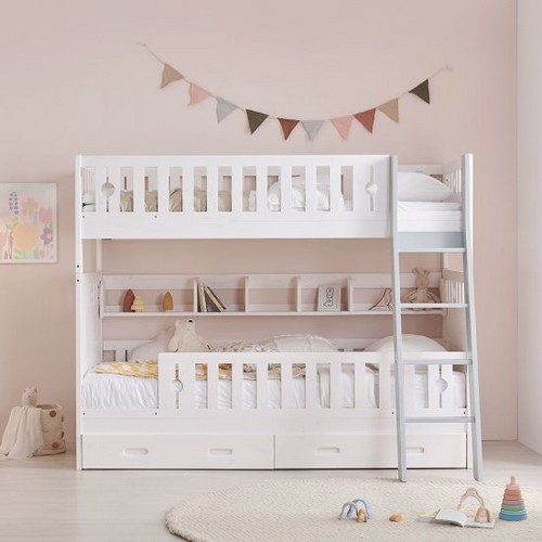 루이즈 원목 서랍 2층침대 S+책장