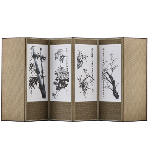 남원목기공예사 미니멀 추사 사군자 비단 병풍 높이 120cm 넓이 250cm 1세트