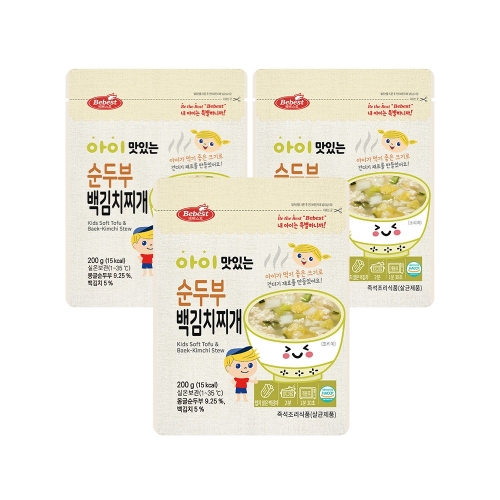베베스트 아이 맛있는 순두부 백김치찌개 200g (3개)