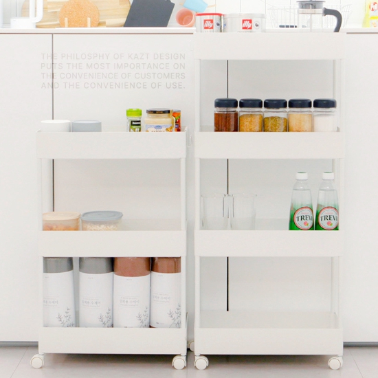 가쯔 틈새 선반 3단 이동식 트롤리 (1개)_이미지