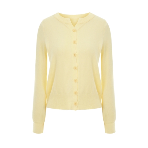 페이지플린 여성용 컬러 버튼 라운드 니트 가디건 P6ACA001C 옐로우 FREE