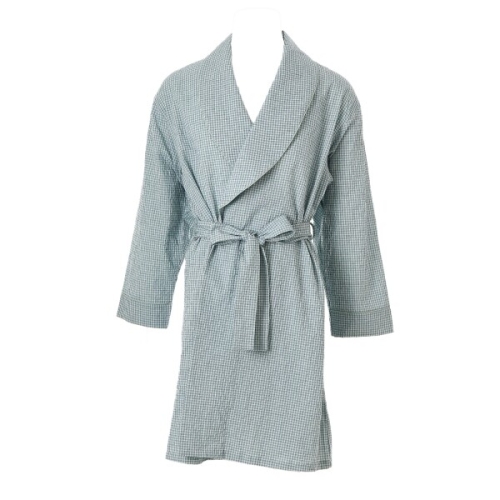 와코루 흡수성이 좋은 면선염 잔체크 남성 로브가운 VRB2513M