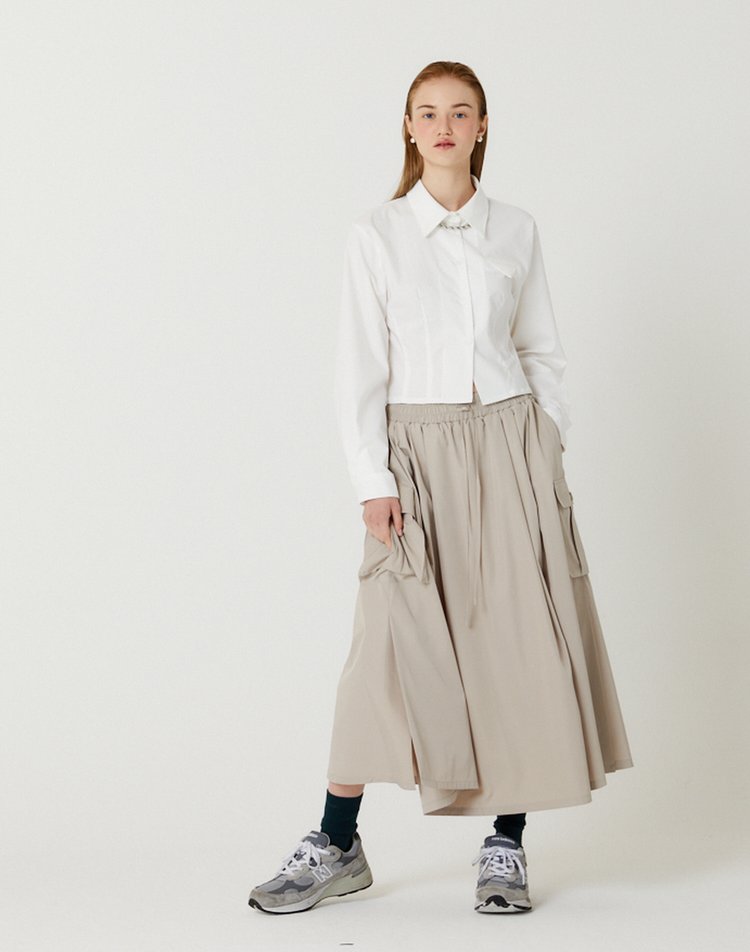 더스튜디오케이 POCKET POINT SLIM CROPPED SHIRT WHITE NS-J-N-L-03WH
