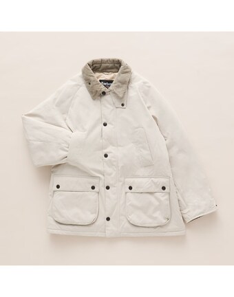 바버 <b>남성</b> 아이보리 Rollback OS Bedale 패디드 자켓 URJU6F015I1 URJU6F015