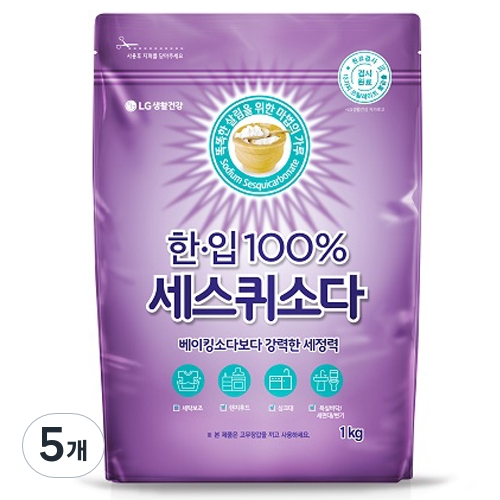 LG생활건강 한.입 100% 세스퀴 탄산소다 1kg (5개)